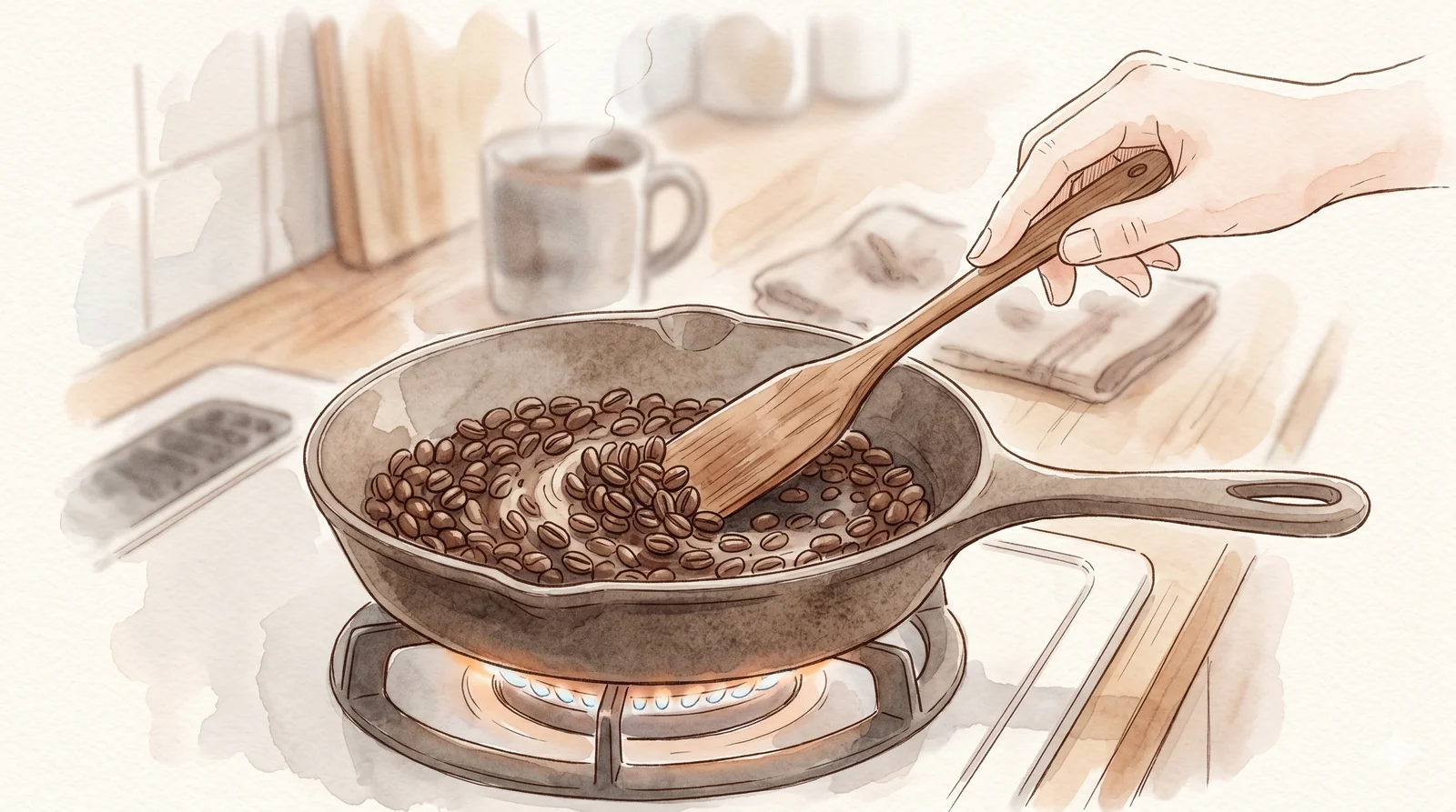 フライパンで焙煎